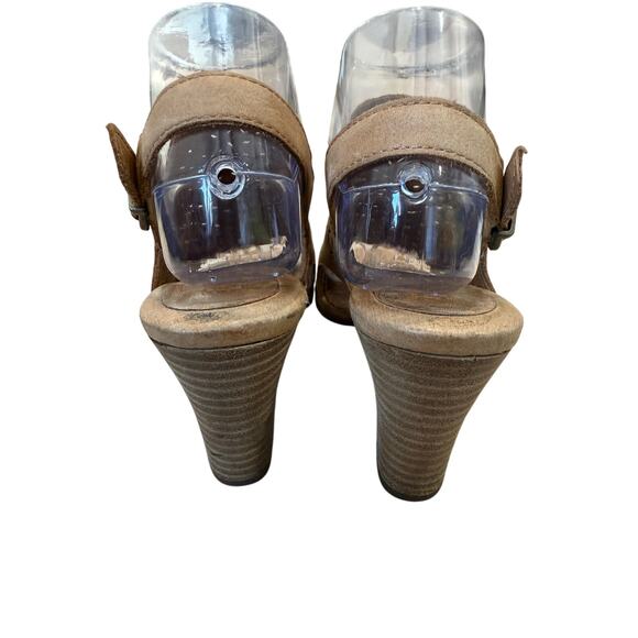 Born Sandals Women 8 Tan Slingback Peep Toe Perforated Boho Comfort Neutral - Picture 3 of 9